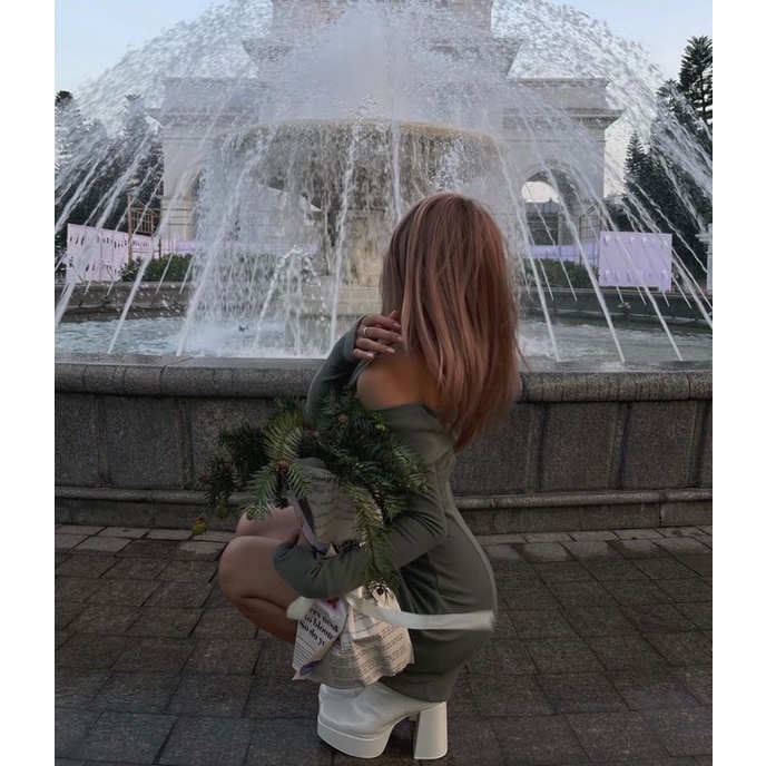 CAMI DRESS - Váy len liền thân trễ vai dáng xoè