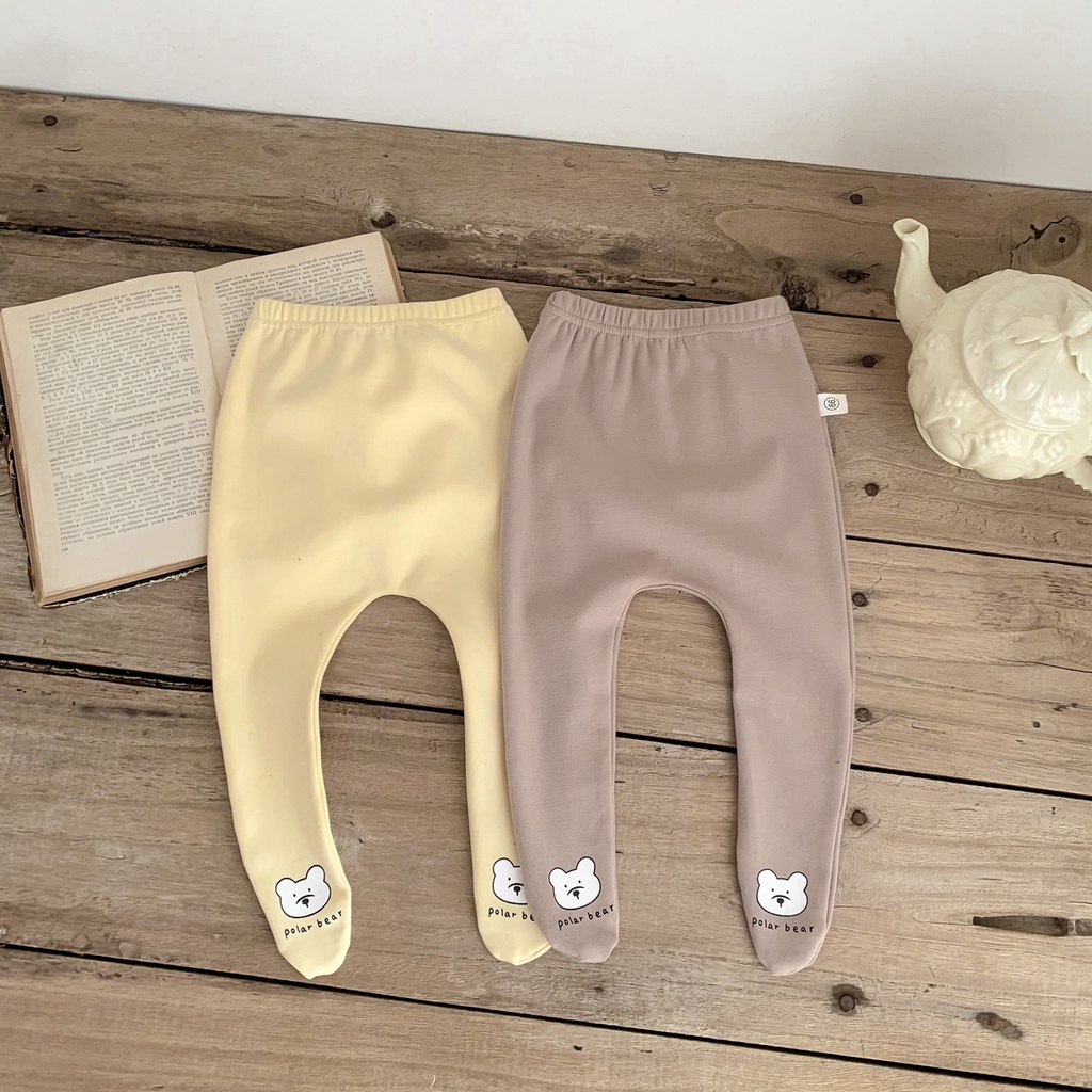 Quần Legging Co Giãn Mềm Mại In Họa Tiết Gấu Hoạt Hình Đáng Yêu Thời Trang Thu Đông Cho Bé