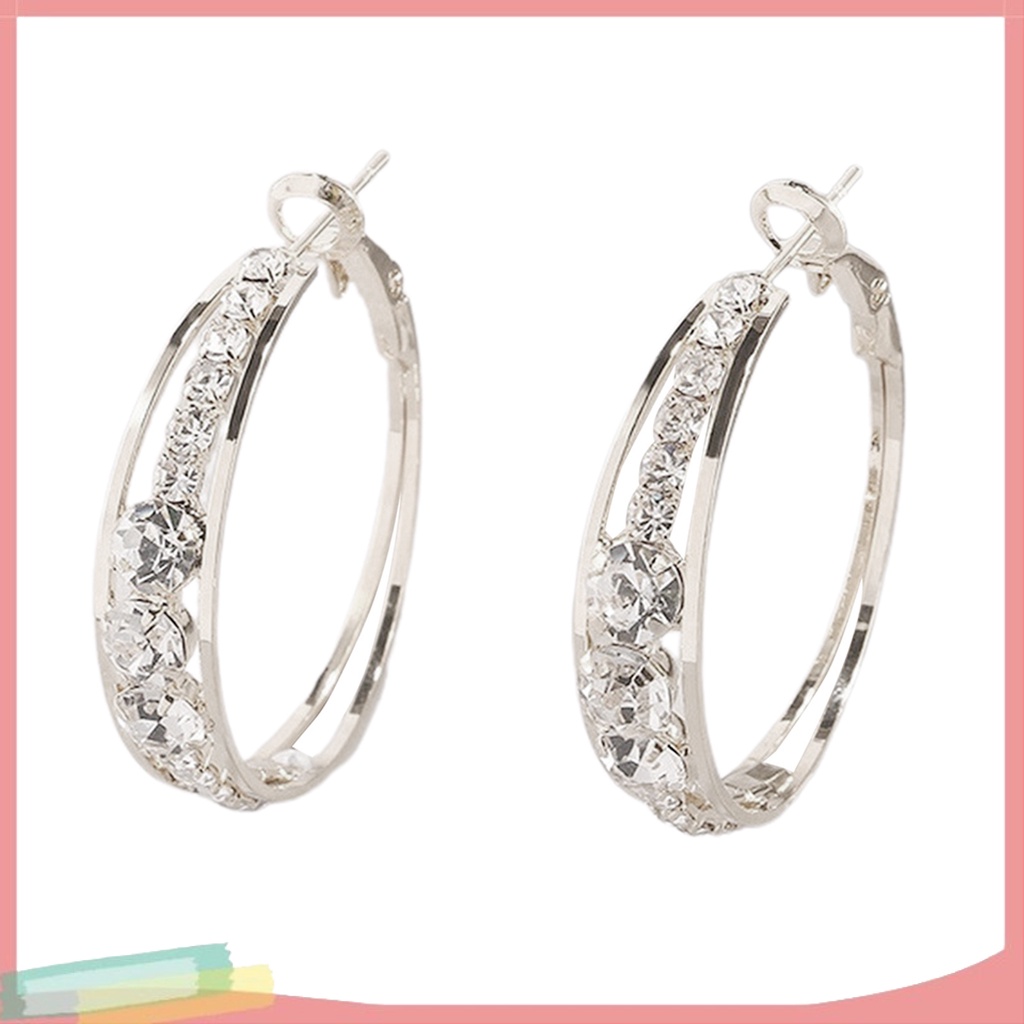 Đôi khuyên tai vòng tròn đính kim cương giả thời trang cho nữ