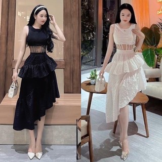 Đầm xốp sát nách lưới eo