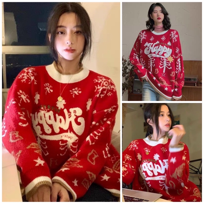🔥🔥FREESHIP💥ÁO LEN NOEL SIÊU PHẨM CỰC HOTT.MẶC ĐI CHƠI TẾT ĐỎ CẢ NĂM CHỊ EM NHA.HÀNG CHUẨN ẢNH LUÔN Ạ