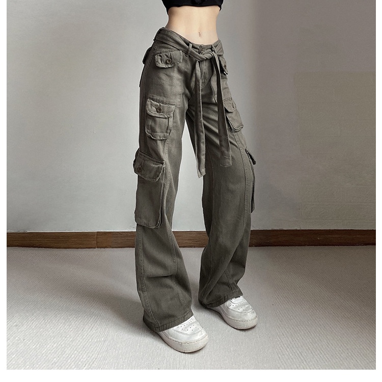 Quần Dài Ống Rộng Mỏng Ba Chiều Có Túi Thời Trang Cá Tính Cho Nữ