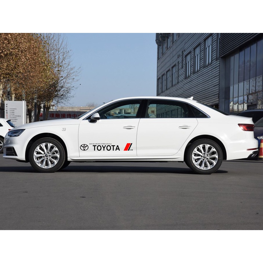 Bộ 2 Miếng Dán Trang Trí Cửa Xe Hơi Toyota VIos Yaris Corolla Cross Veloz CHR Avanza Fortuner Rush Innova raize Calya Rav4 GR Gazoo Racing GR Sport