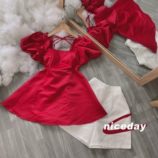 SET BBD ĐỎ CUTOUT LƯNG SHORT TRẮNG❤️