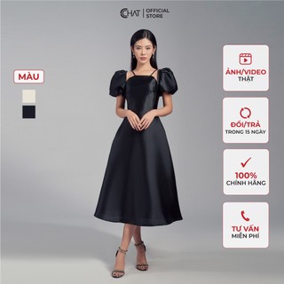 Đầm nữ 𝐂𝐂𝐇𝐀𝐓 cổ yếm dáng xòe chất tafta cao cấp 62vnb2002xt