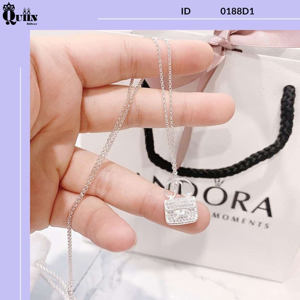 Dây chuyền/Vòng cổ bạc ta, bạc S925 Quiin - Mặt hình túi xách dành cho nữ 0188D