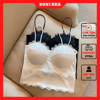 A14 áo bra phối ren có đệm mút dáng cup ngang ôm ngực boni bra, áo lót nữ mặc trong vest blazer