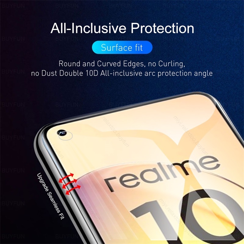 Kính Cường Lực Hydrogel Viền TPU Mềm Bảo Vệ Màn Hình Cho Realme 9 10 Pro Plus 10Pro + 9i 9Pro Realme9 Realme10 4G 5G