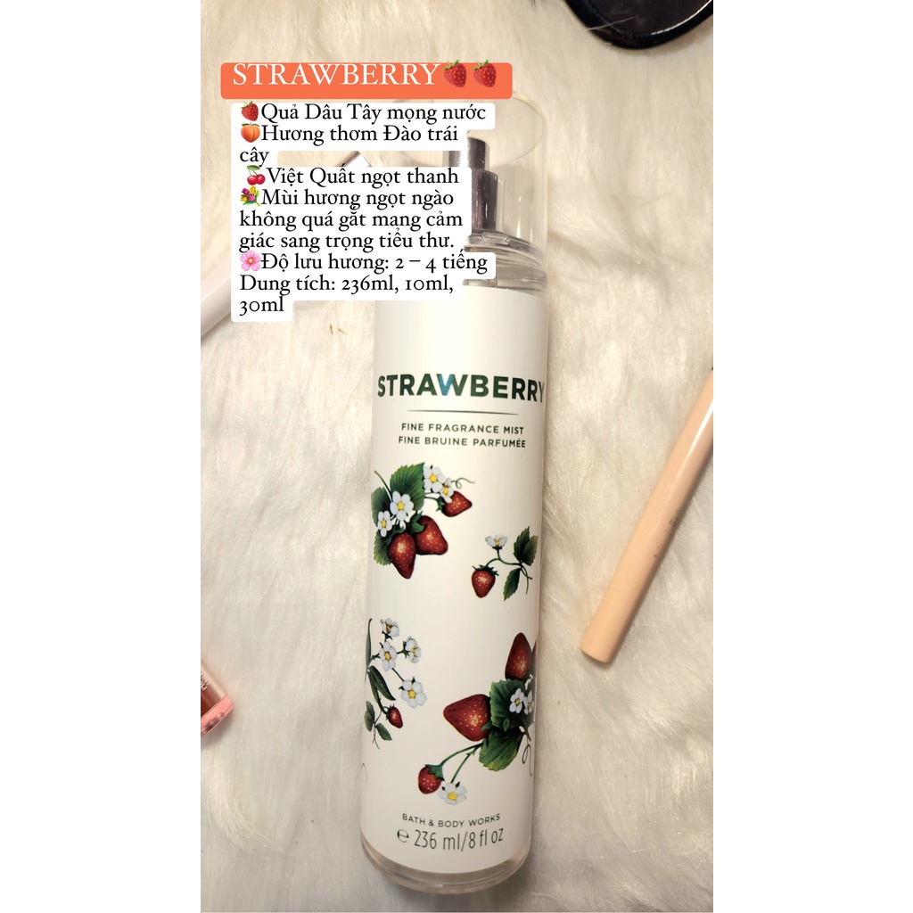 Xịt thơm Bodymist GIÁ RẺ STRAWBERRY ngọt thơm - Chiết 10ml