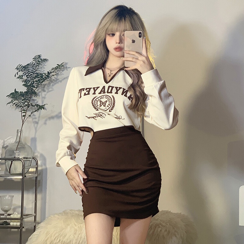 Đầm Weird Puss cổ chữ V dài tay ôm dáng thời trang dành cho nữ