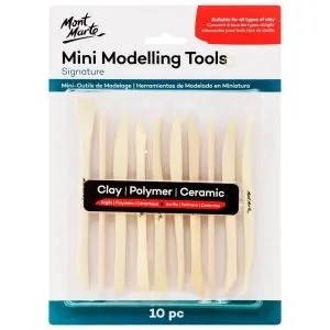 Bộ dụng cụ 10 món boxwood làm đất sét mont marte - mini modelling tools boxwood 10pc - mmsp0003