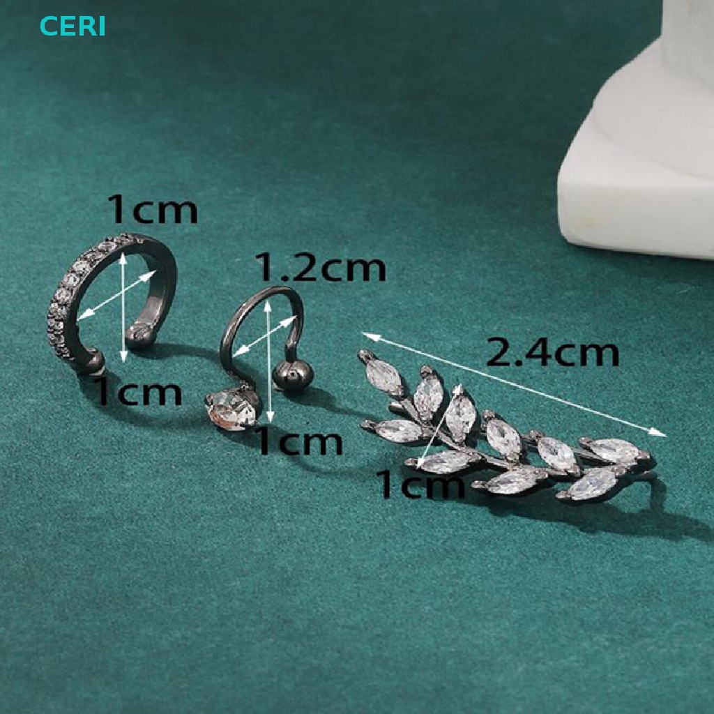 Set 3 Khuyên Kẹp Vành Tai Đính Đá Zircon Phong Cách Bohemian Thời Trang Cho Nữ