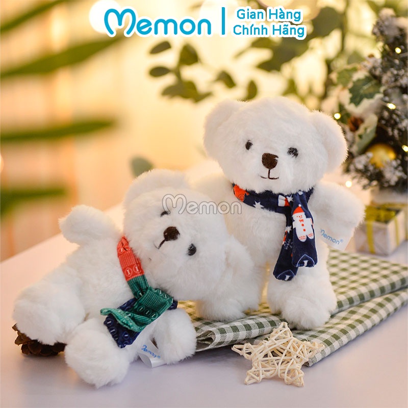 Gấu Bông Teddy Trắng Quàng Khăn Giáng Sinh Cao Cấp Memon