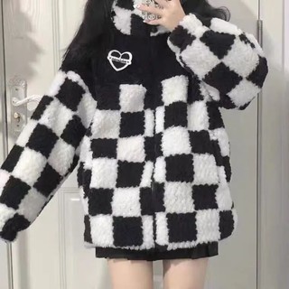 Áo khoác lông cừu kiểu Nhật cho nữ thu đông