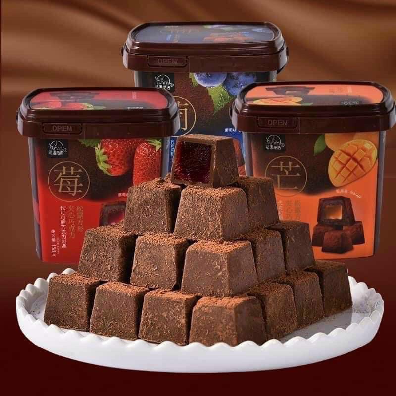 combo 3 hộp socola nhân kẹo dẻo vị trái cây mix 3 vị xoài, việt quất, dâu