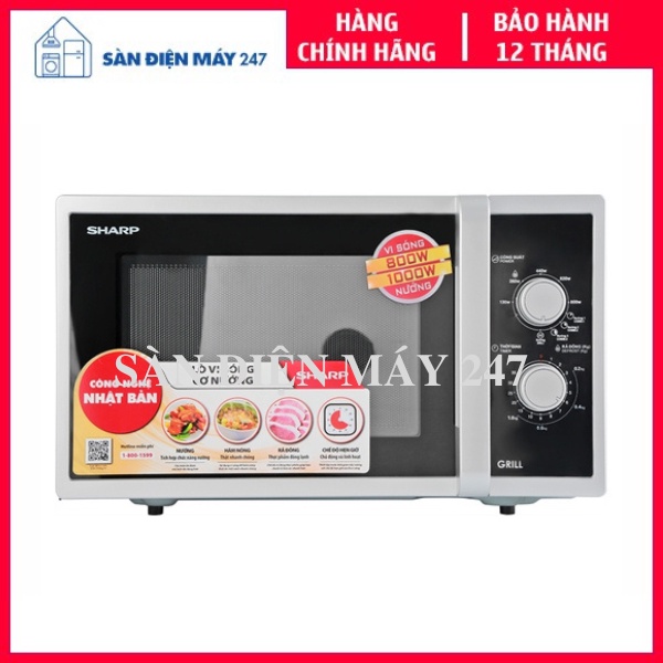 Lò Vi Sóng Có Nướng Sharp R-G322VN-S – 23 Lít Nướng 1000W – Chính Hãng Phân Phối – Bảo Hành 12 Tháng