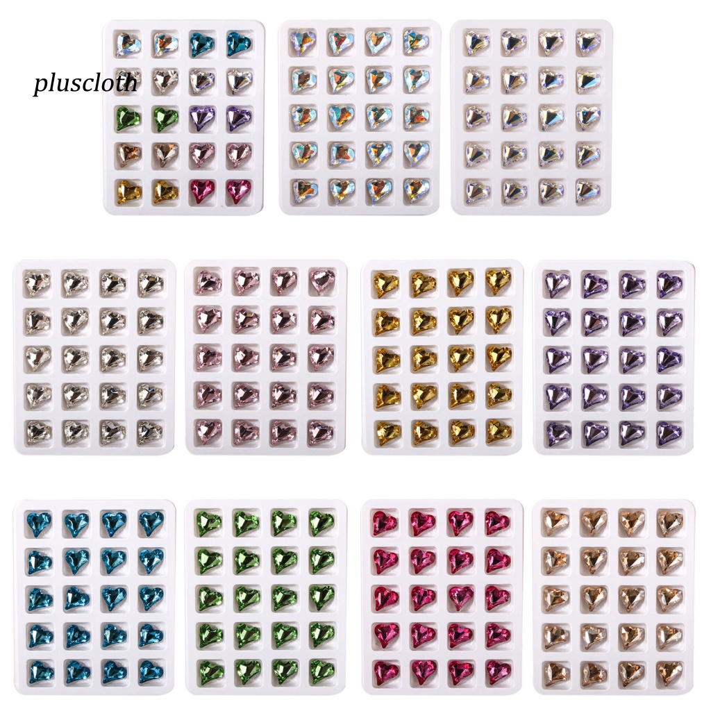 Bộ 20 Phụ Kiện Trang Trí Móng Tay Hình Trái Tim 3D Màu Sắc