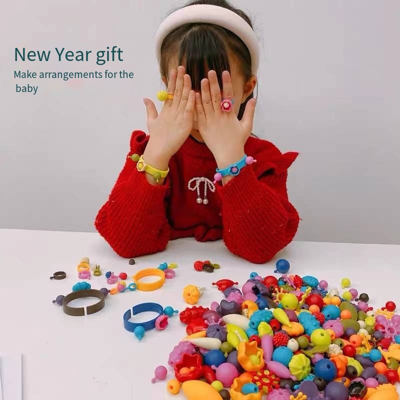 Đồ Chơi Hạt Xỏ Dây Vòng Tay Nhẫn Vòng Cổ Không Dây Công Chúa Ghép Nối Trang Sức Cho Bé Gái