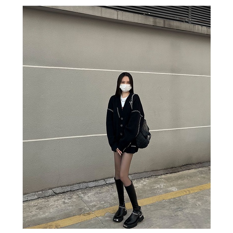 Giày Bốt Da Mềm Đế Dày Bằng Kim Loại Mỏng Đi Xe Máy Dành Cho Nữ