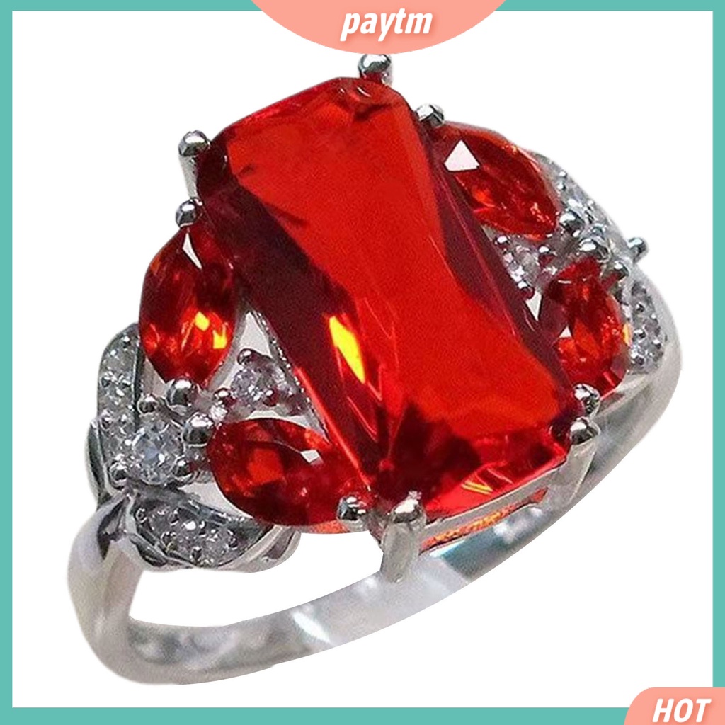 {Paytm} Nhẫn Cưới Hợp Kim Đính Đá Quý Nhân Tạo Rộng Tinh Tế Cho Nữ