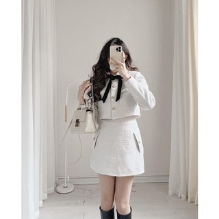 Set dạ tweed dày dặn kèm nơ cổ by Samhyewear