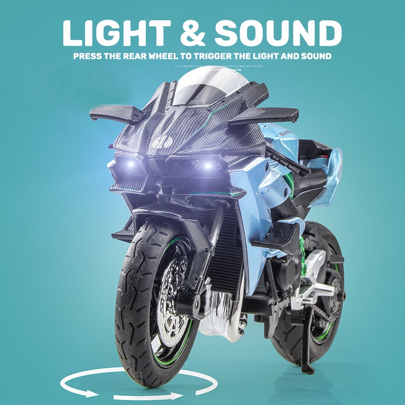 Mô Hình Xe Hơi Kawasaki Ninja H2R Tỉ Lệ 1: 12 Bằng Hợp Kim Có Đèn Và Nhạc Độc Đáo Thú Vị Cho Bé