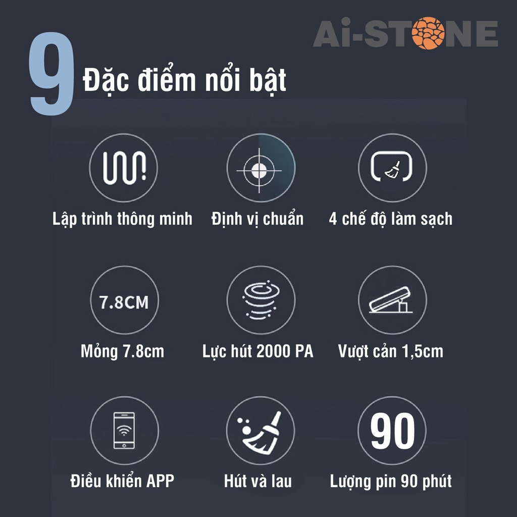 [Mã INBAU300 giảm 10% đơn 250K] Robot hút bụi lau nhà Ai-STONE V31S Thông minh, hiện đại - Bảo hành 12 tháng | BigBuy360 - bigbuy360.vn