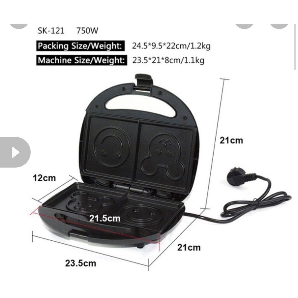 Máy nướng ép bánh mì, máy kẹp bánh mì Sokany công suất 750 W