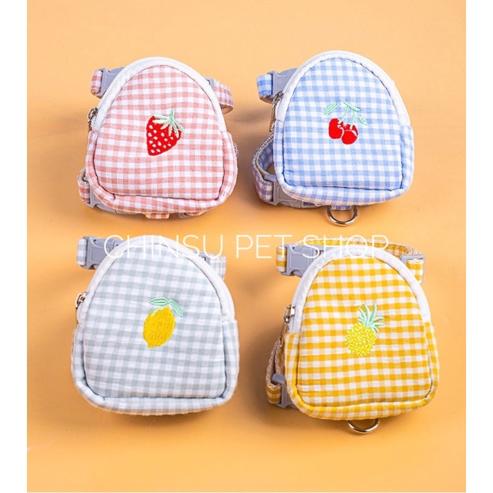Dây dắt Chó Mèo kèm Túi đựng đồ nhỏ xinh xắn - Yếm Dắt Thú Cưng Đi Dạo - Dây Xích dắt Mèo đi dạo