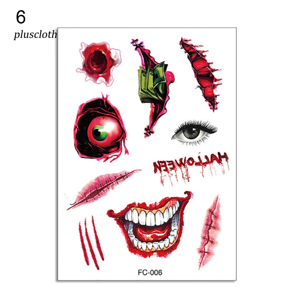 &lt; Pluscloth &gt; Đề Can Dán Mặt Tạm Thời 18 Kiểu Vết Thương Máu Màu Sắc Tươi Sáng Cho Bé Trai