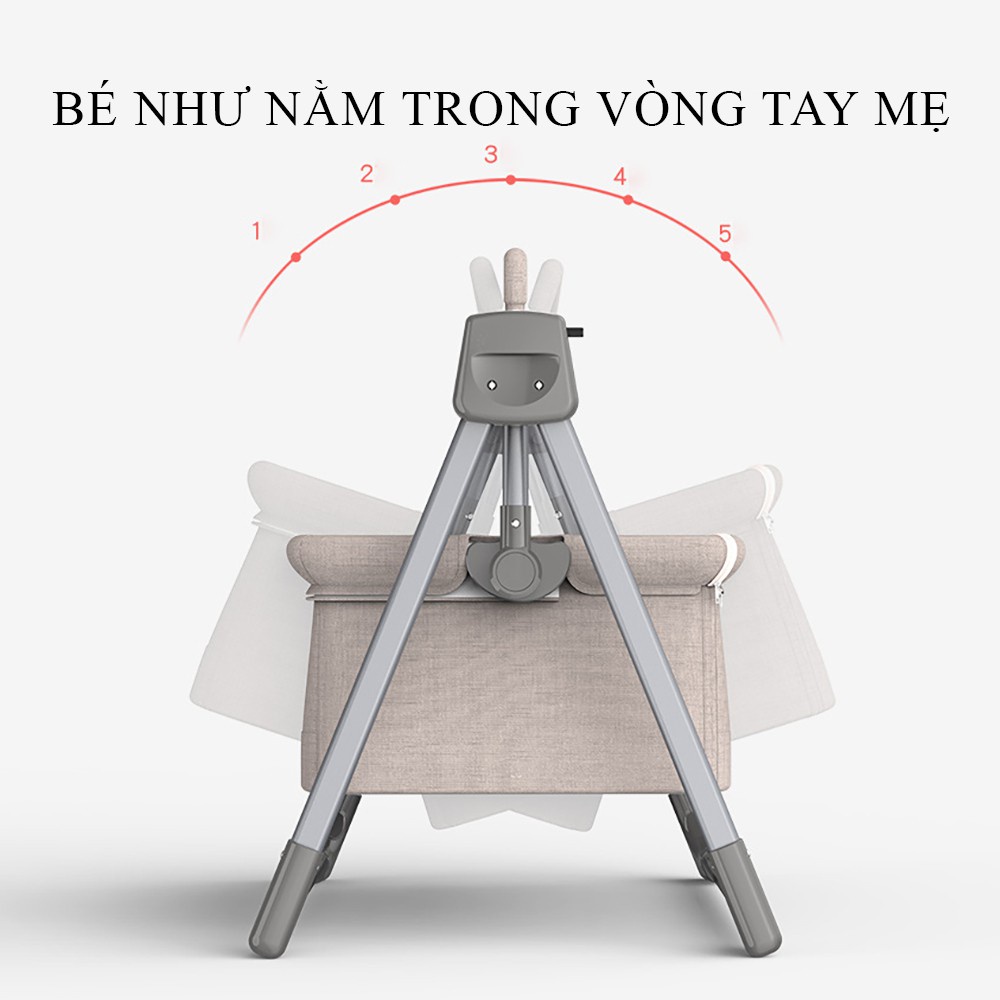 Nôi Điện Em Bé, Nội Điện Cho Bé Điều Khiển Từ Xa Có Bluetooth 106*62*80cm Kèm Màn Và Phát Nhạc