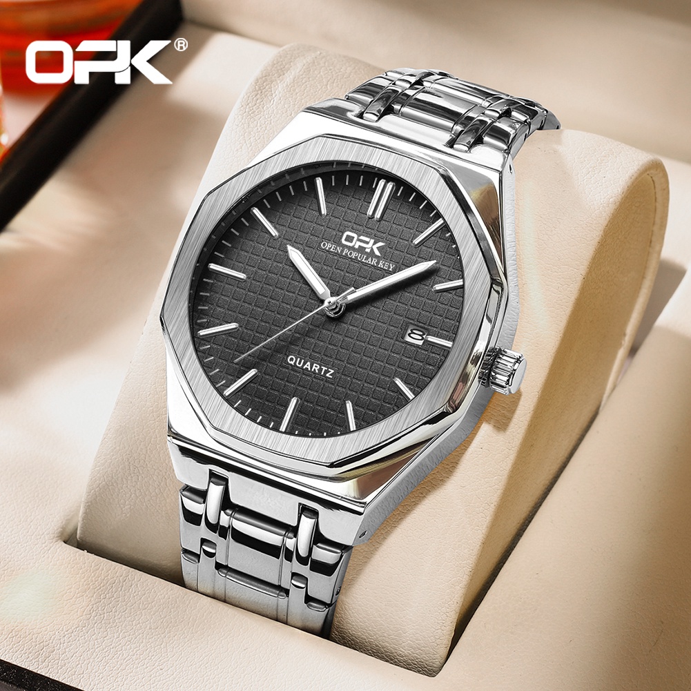Đồng Hồ Đeo Tay OPK 8139 Bằng Thép Không Gỉ Chống Nước Chống Va Đập Có Lịch Cho Nam