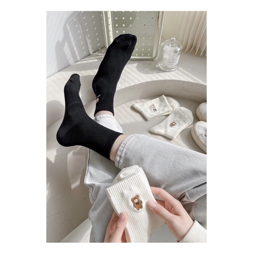 Tất cao cổ Baby Bear thêu hình