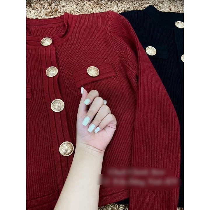Áo len cúc đồng xinh 2 màu đen đỏ