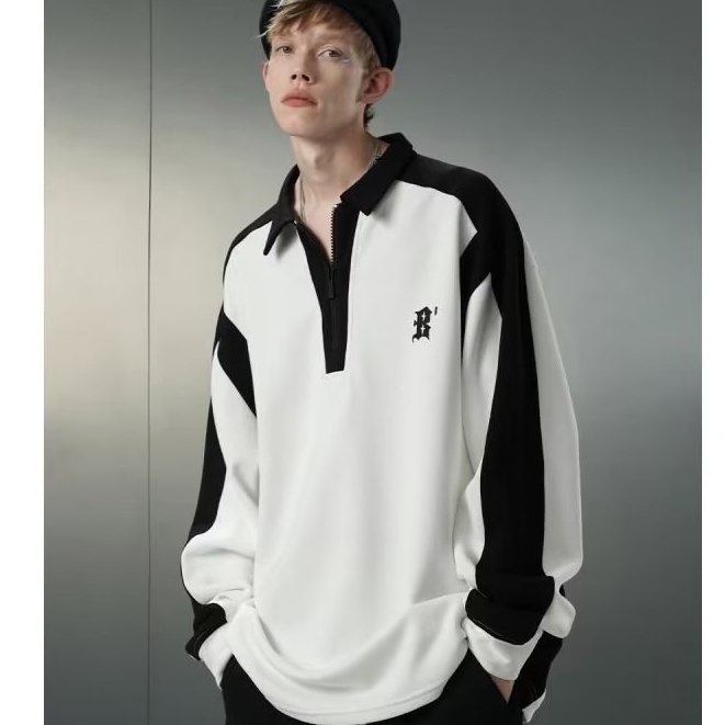 Áo Sweater POLO Tay Raglan Dáng Rộng Thêu Họa Tiết Thời Trang Thu Đông Cho Nam Và Nữ