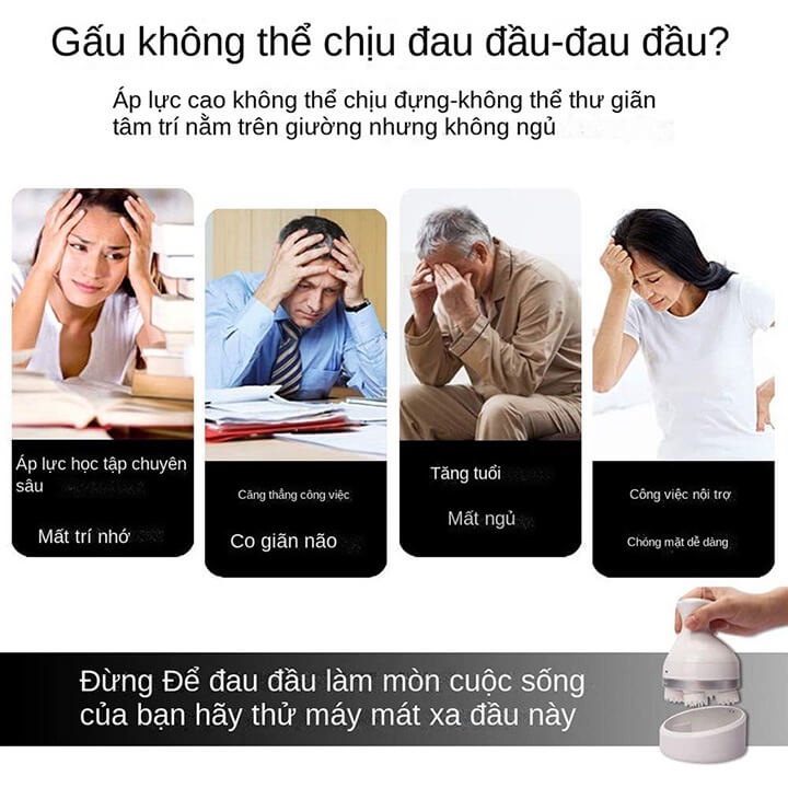 Máy massage đầu mini 3D đa năng kết hợp mát xa toàn thân tăng cường lưu thông tuần hoàn máu, thư giãn cơ thể