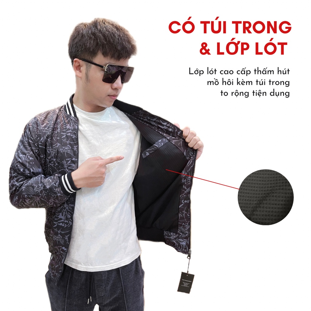 Áo Khoác Nam Bomber In Hoạ Tiết Chất Liệu Dù Cao Cấp 2 Lớp VNXK BUBBLE GUM