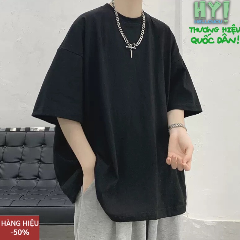 Áo thun tay lỡ phom rộng HELLOYOU HELLOYOU phông trơn nam nữ RP_01 tay lỡ oversize unisex top xu hương 2023