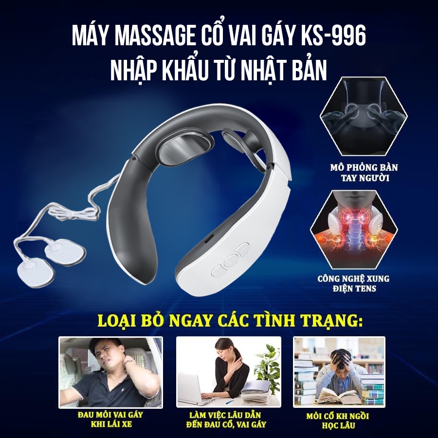Máy Massage cổ vai gáy cao cấp KS 996 - Máy mát xa cổ điều trị chấn thương ở cổ, giảm căng thẳng và xua tan đau mỏi