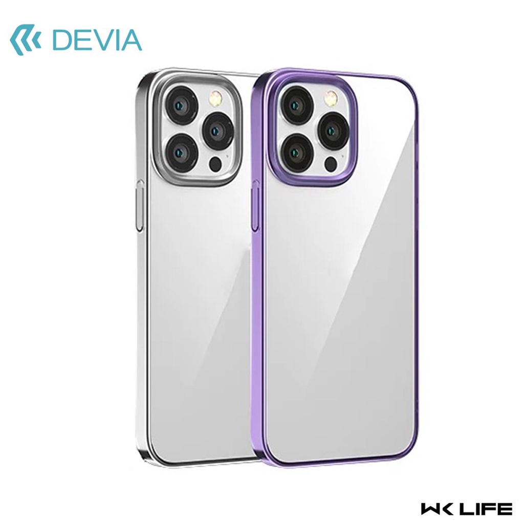 Ốp Lưng Trong Suốt Chống Ố Viền Màu Devia Case Glimmer Bảo Hành Ố Vàng 12 T Cho 13 / 14 Plus / 14 Pro Max