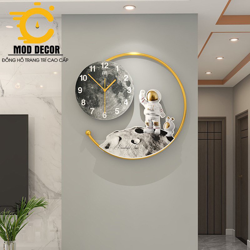Đồng hồ treo tường trang trí có đèn, tráng gương MOD Decor PHI HÀNH GIA mã 21144, Lianzhang JJT