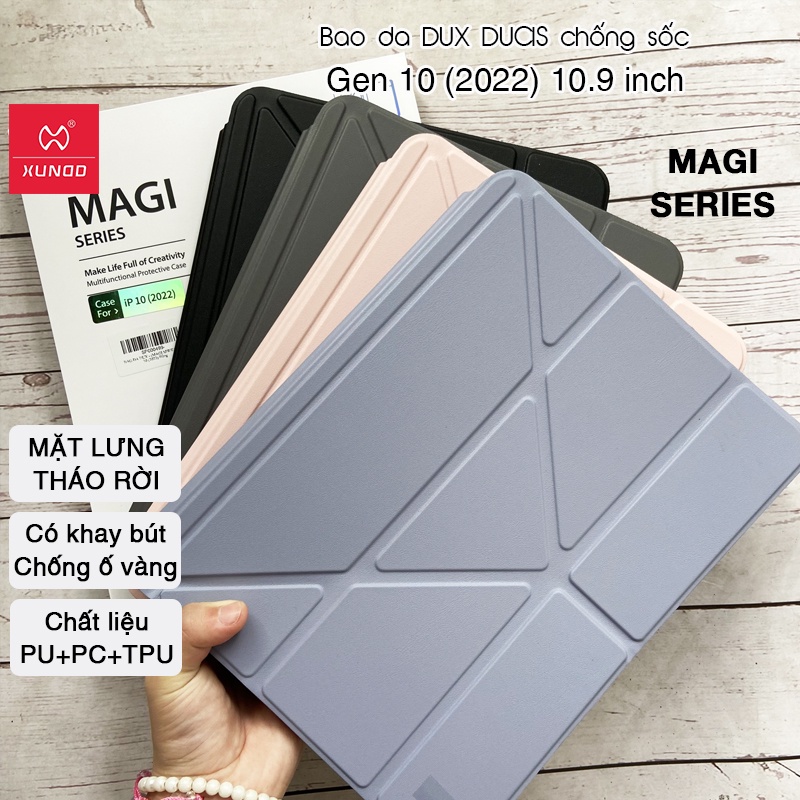 Bao da DUX DUCIS iPad Gen 10 (2022) 10.9 inch (MAGI SERIES) - Mặt lưng trong, Có Khay Bút - Xám