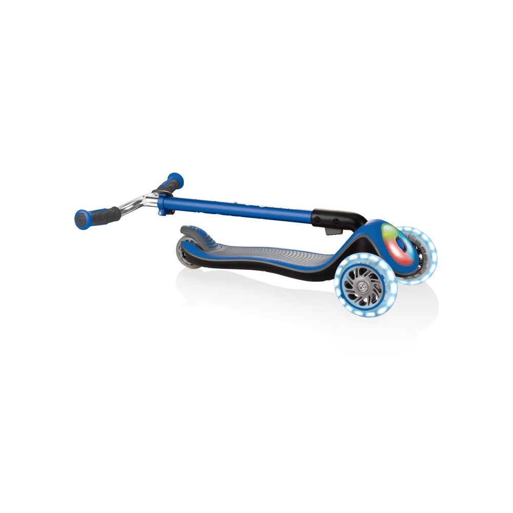 Xe Trượt Scooter 3 Bánh Gấp Gọn Có Bánh Xe Và Mặt Trước Phát Sáng Globber Elite Prime Cho Bé Từ 3- 9 Tuổi – Xanh Da Trời