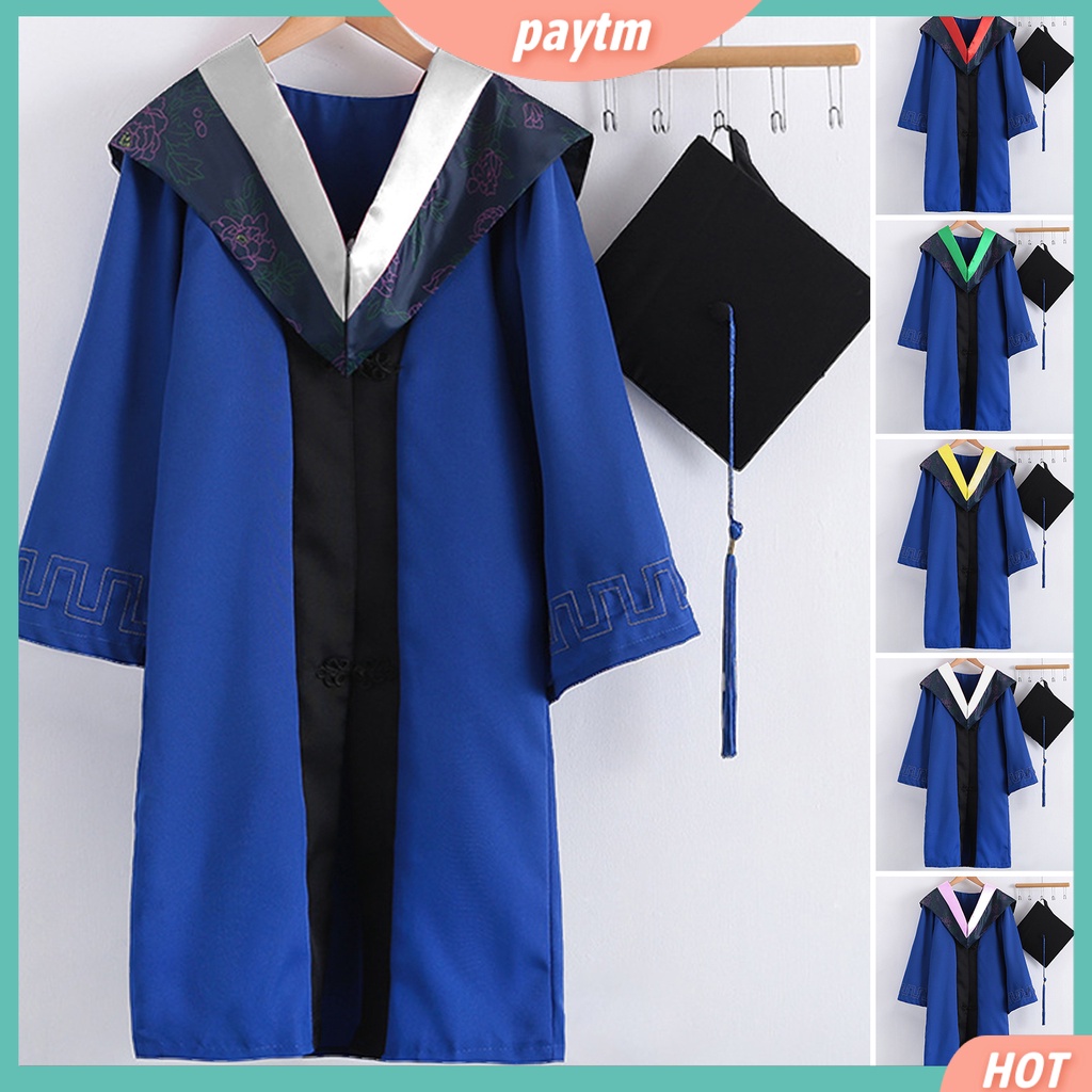 [PTM] 1 Set Áo Choàng Và Nón Tốt Nghiệp Bằng Polyester Siêu Mềm Chống Mài Mòn Dùng Làm Đạo Cụ Chụp Ảnh