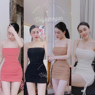 Đầm ôm body nữ hai dây rút dây hông siêu chất form chuẩn đẹp