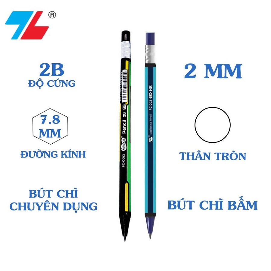 Bút chì bấm 2B HB Thiên Long PC-002 PC-003