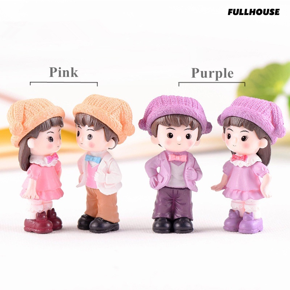 ✿Set 2 Tượng Bé Trai Bé Gái Mini Dễ Thương Dùng Để Trang Trí
