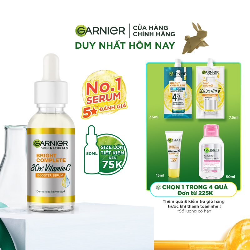 Tinh chất serum sáng da, giảm thâm mụn Vitamin C - Garnier Bright Complete 50ml