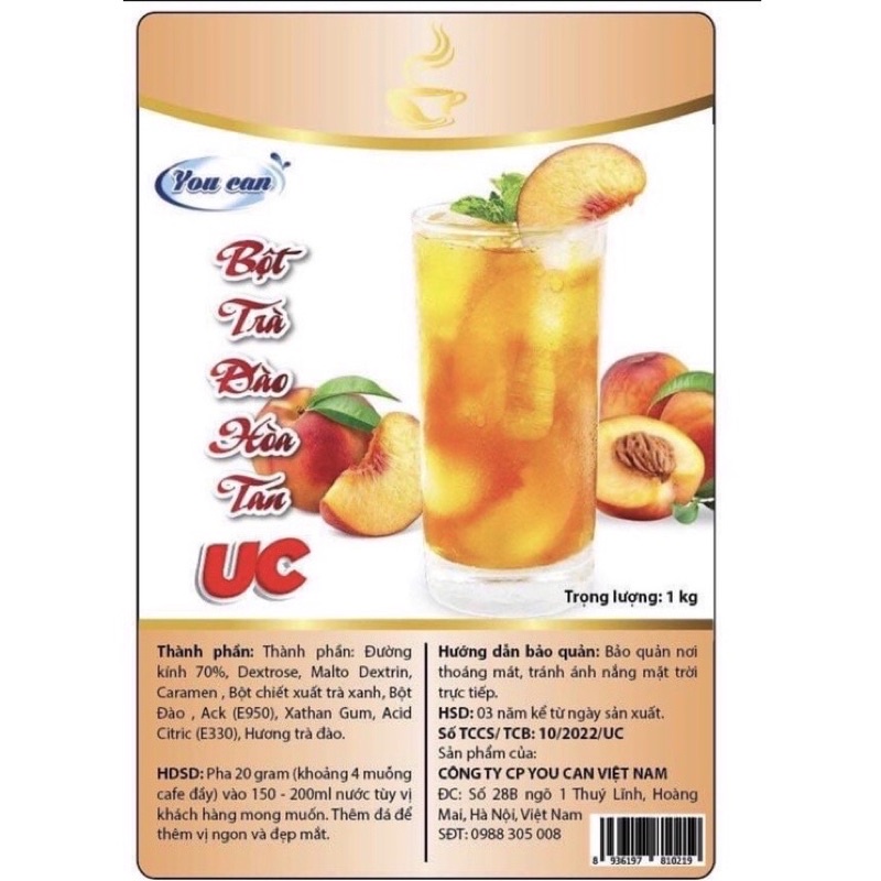 BỘT TRÀ ĐÀO UC HOÀ TAN TÚI 1KG