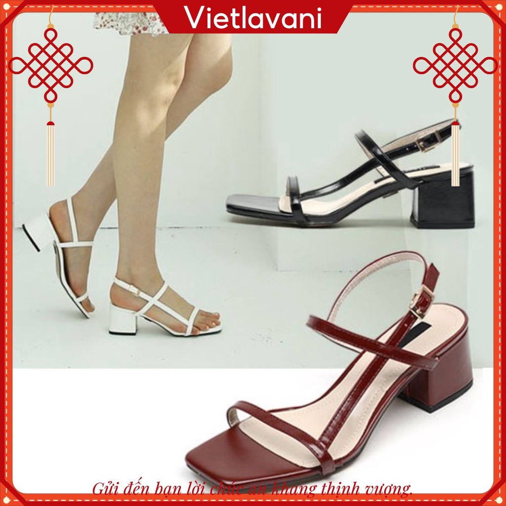 Sandal cao gót nữ quai ngang dáng hàn quốc cao 5cm - LNS6
